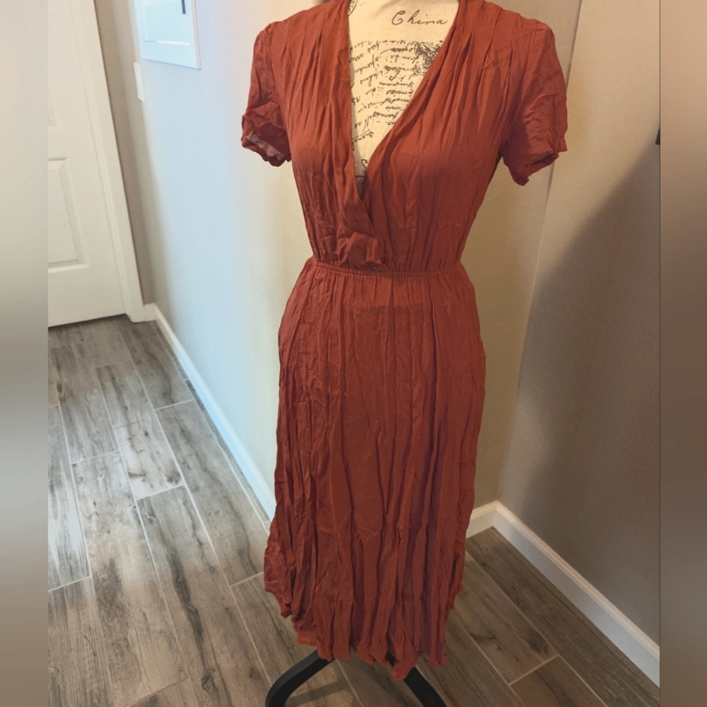 Reformation Midi Elegant Rust Dress Ladies Size Medium Eco-friendly Sustainable